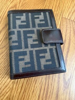 Fendi Brown and Black FF Agenda with Leather Trim